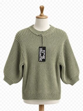 Future Collective Olive Green Crewneck Knit Sweater, Size M
